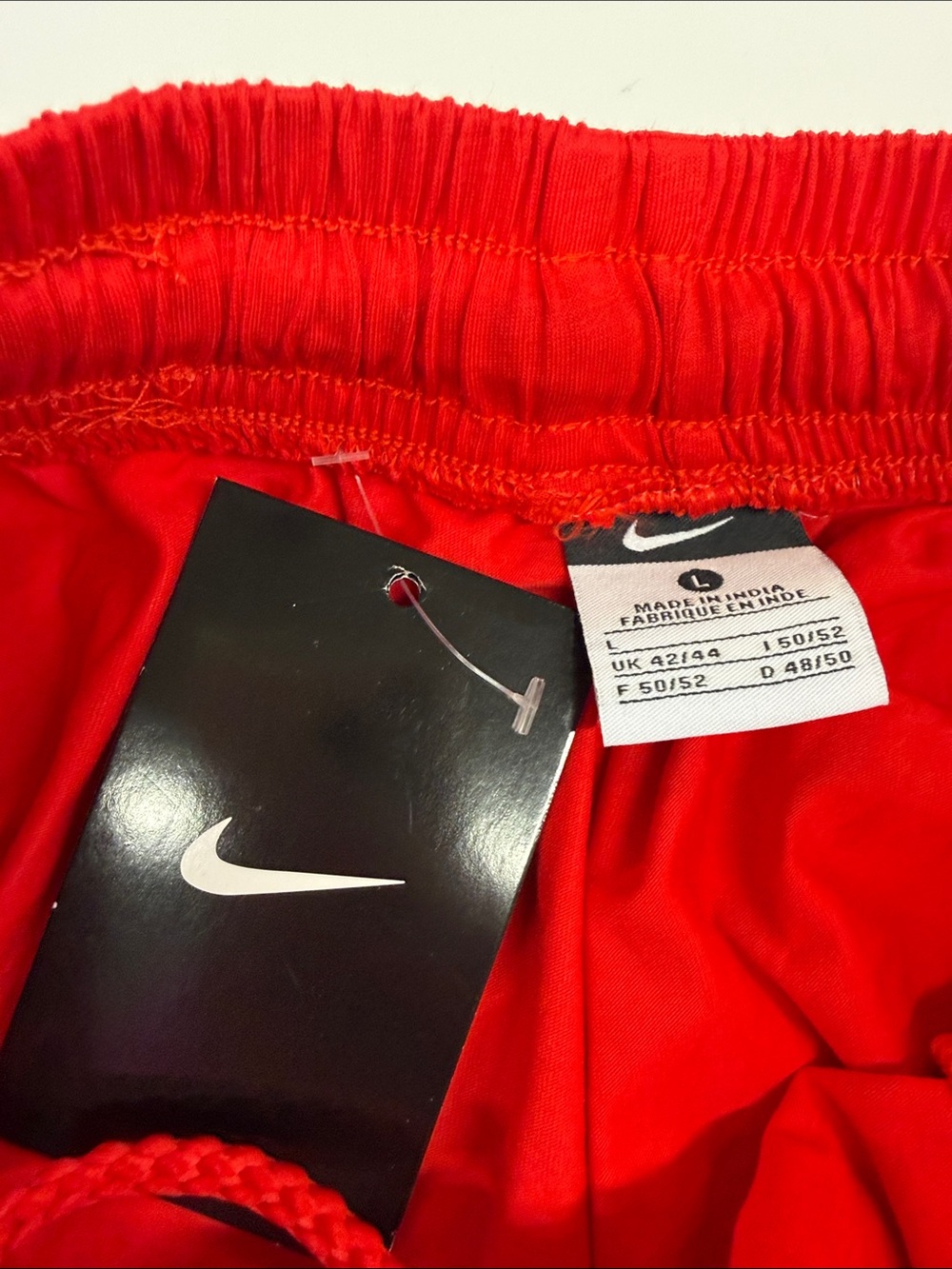 NEW Nike Red Athletic Shorts with White Swoosh Size Large - Picture 2 of 2